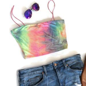 Tie Dye Crop Top in Kaleidoscope Rainbow